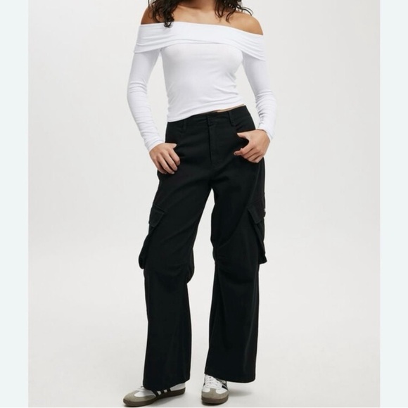 Cotton On Pants - Cotton On Women’s Baggy Cargo Pants Black Size 6 Skater Grunge Goth Streetwear